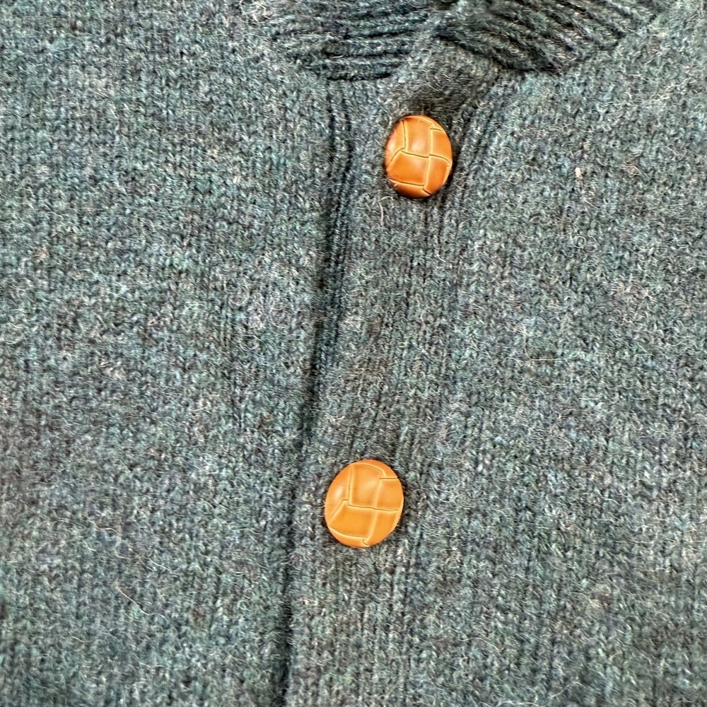 Orvis Cardigan Men's Green Wool Blend Pockets Shawl Collar Sweater - Large - Picture 5 of 10